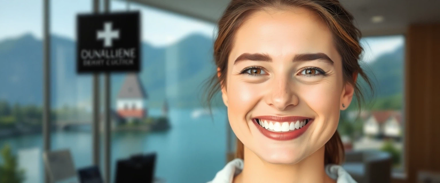 Glücklicher Patient mit perfektem Zahnersatz in der Praxis Bontognali