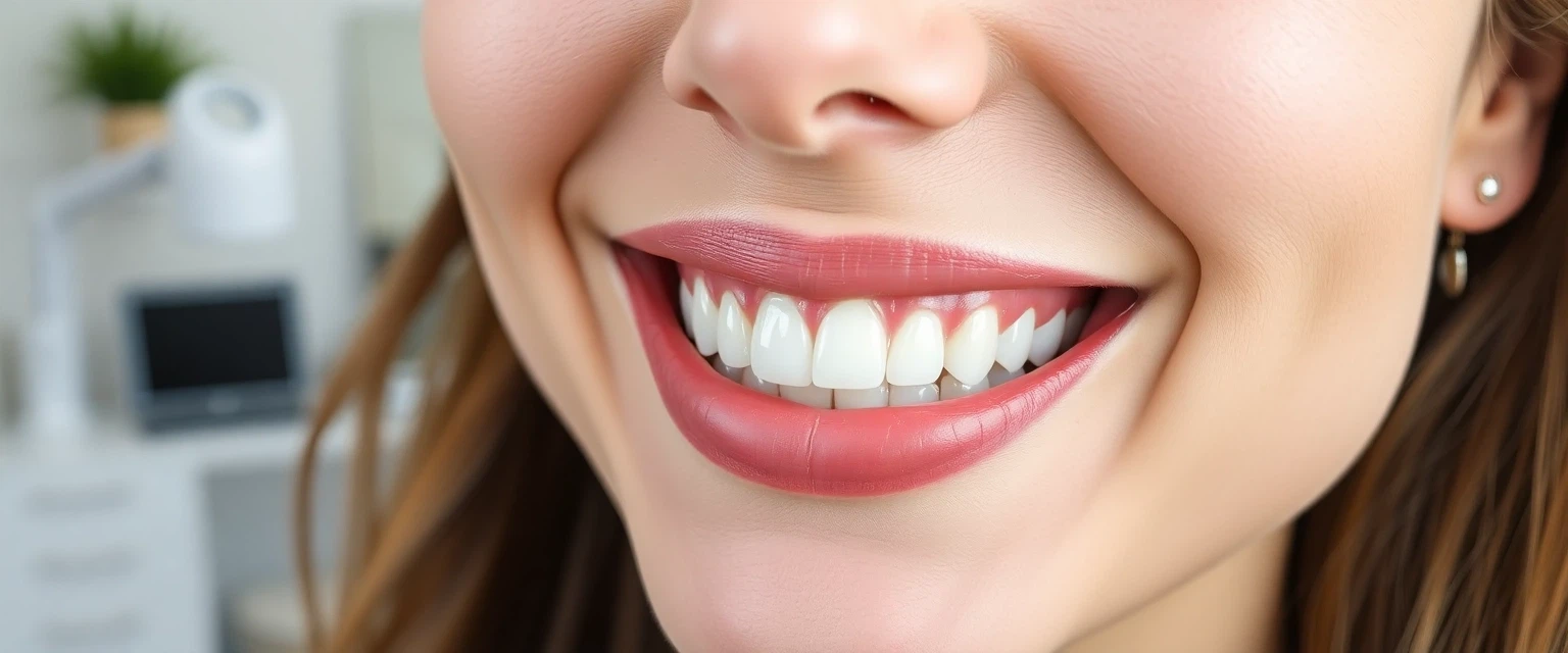 Glückliche Person mit perfekt ersetzt einem Zahn