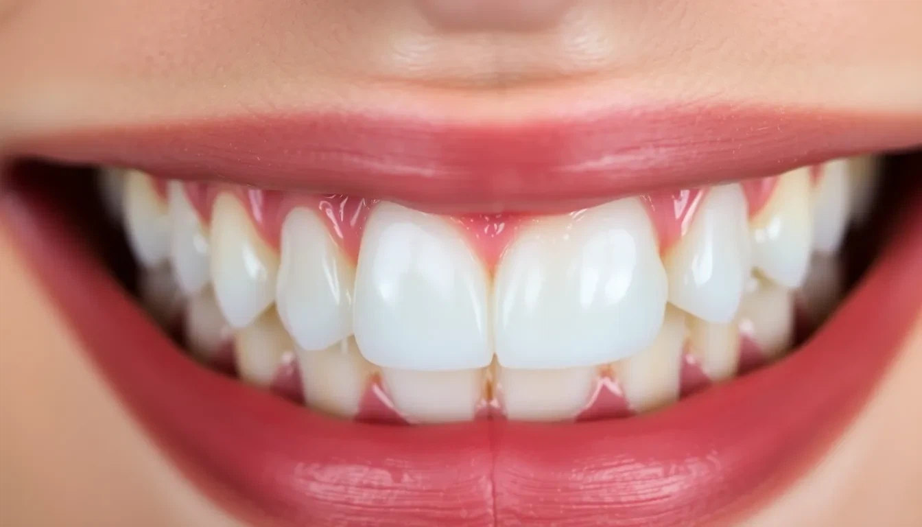 Nahaufnahme eines perfekt sitzenden CEREC Zahnersatzes