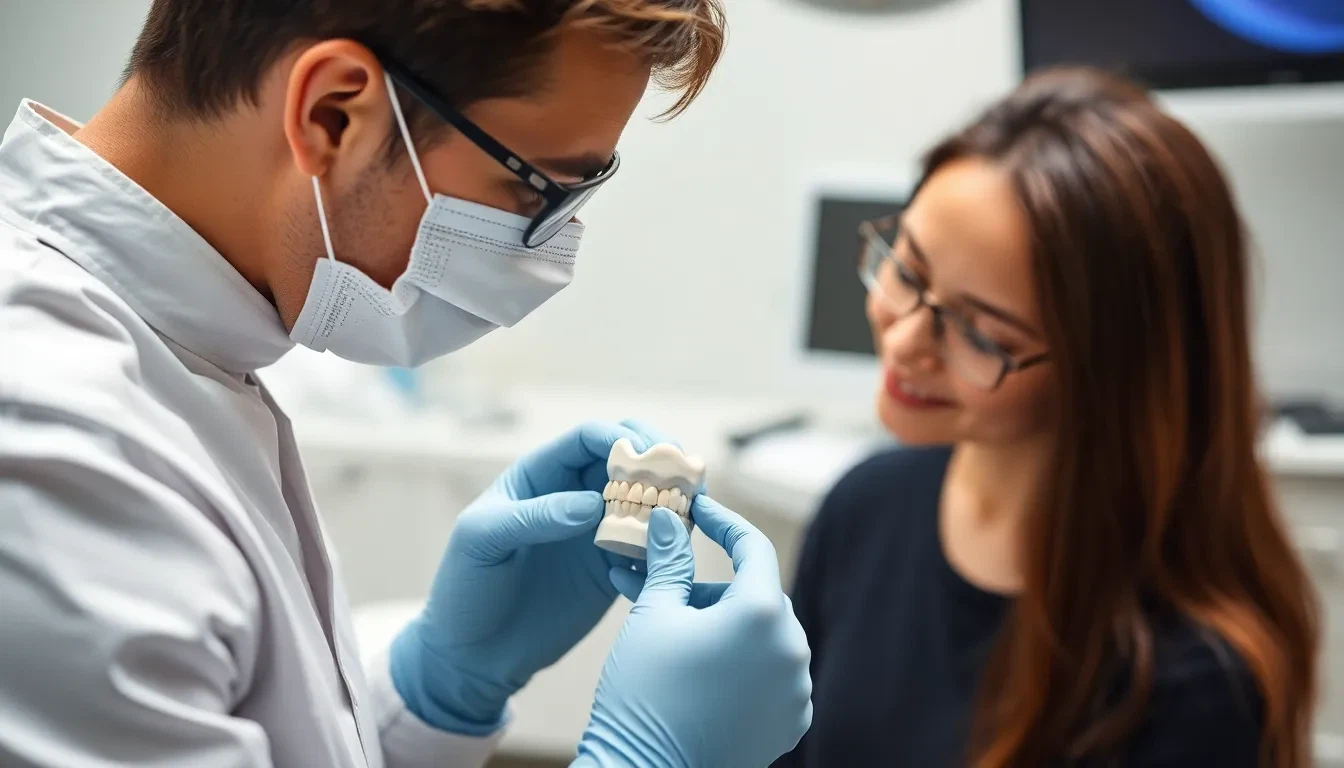 Zahntechniker bei der Arbeit an einer Keramikkrone