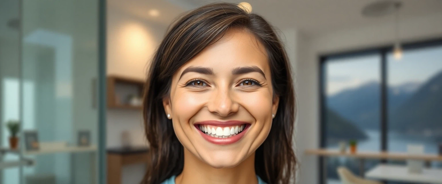 Glücklicher Patient mit neuem Zahnersatz in der Praxis Bontognali