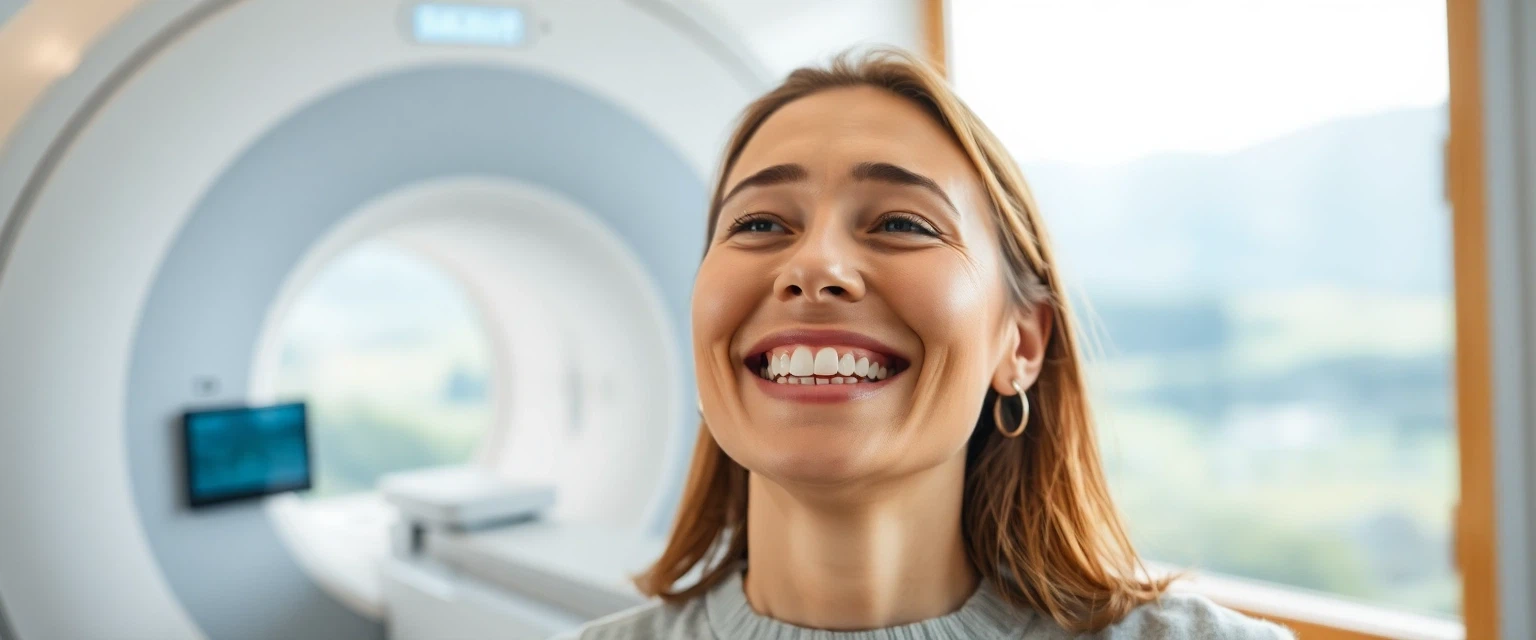Patientin mit metallfreiem Zahnersatz nach erfolgreichem MRT
