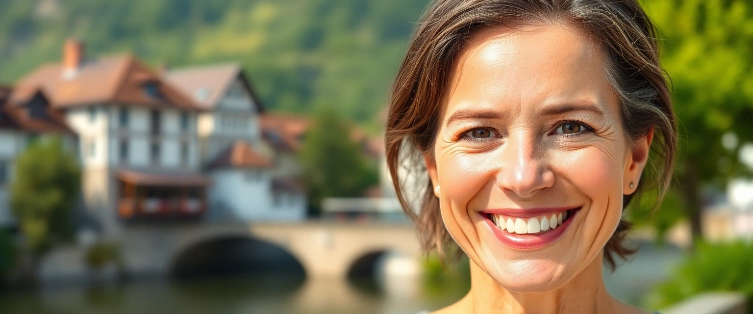 Glückliche Person mit neuem Zahnersatz in Solothurn