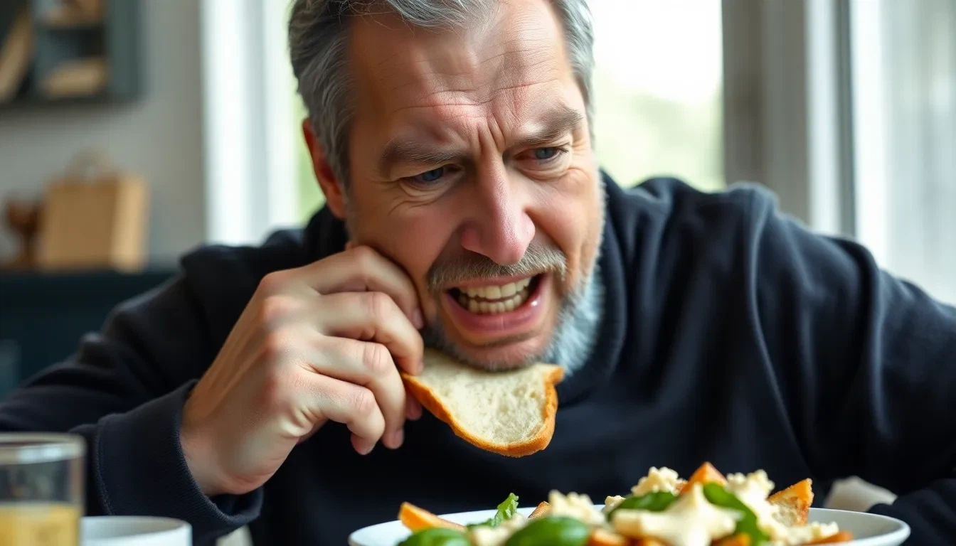 Mann mit Kauschwierigkeiten