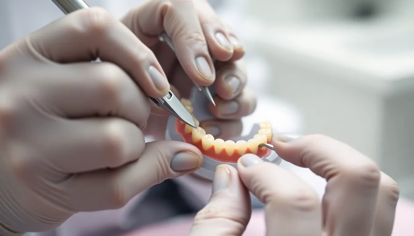 Zahnarzt passt Zahnersatz an