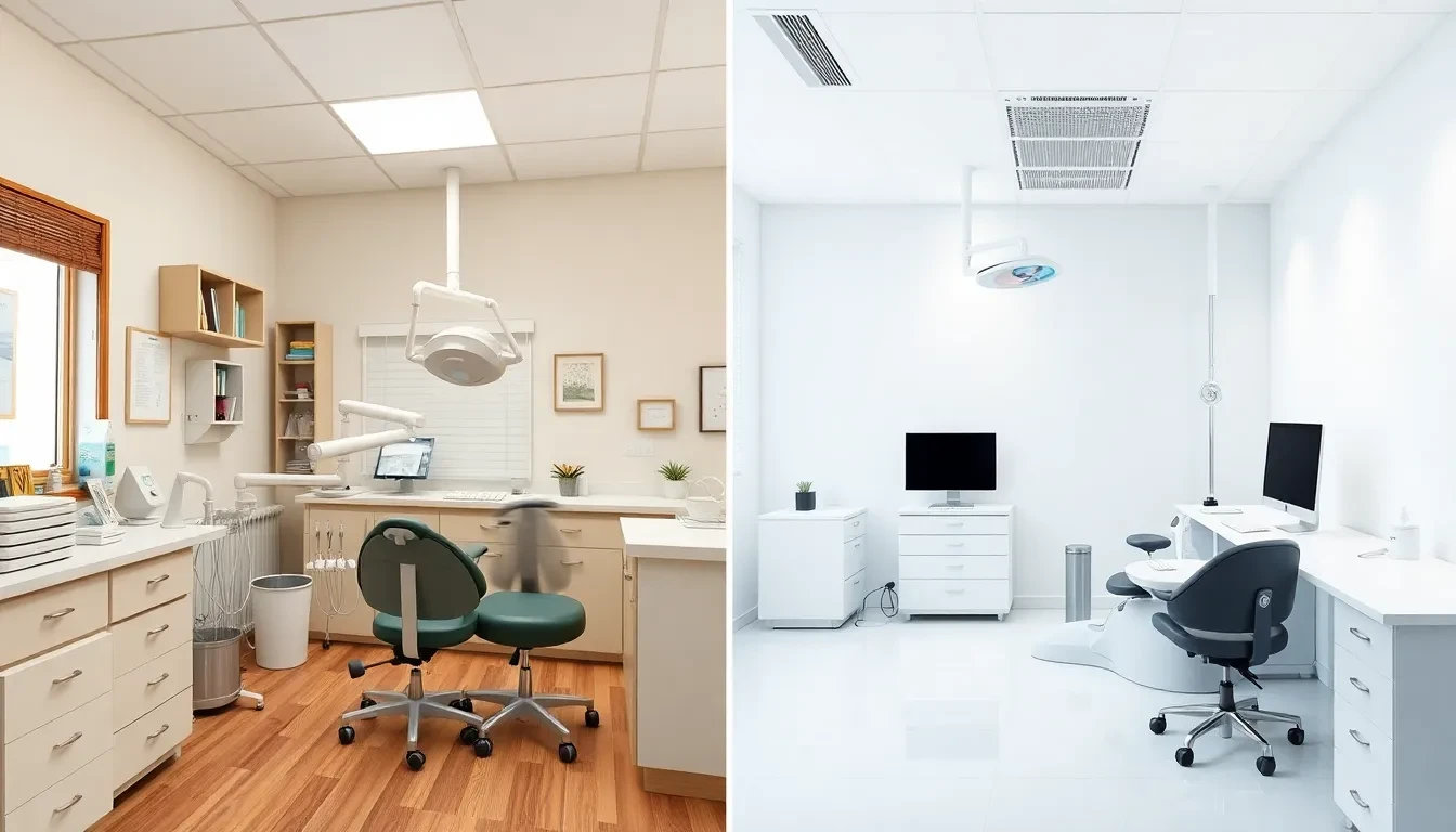 Vergleich traditioneller Zahnarztpraxis und moderner Hightech-Praxis