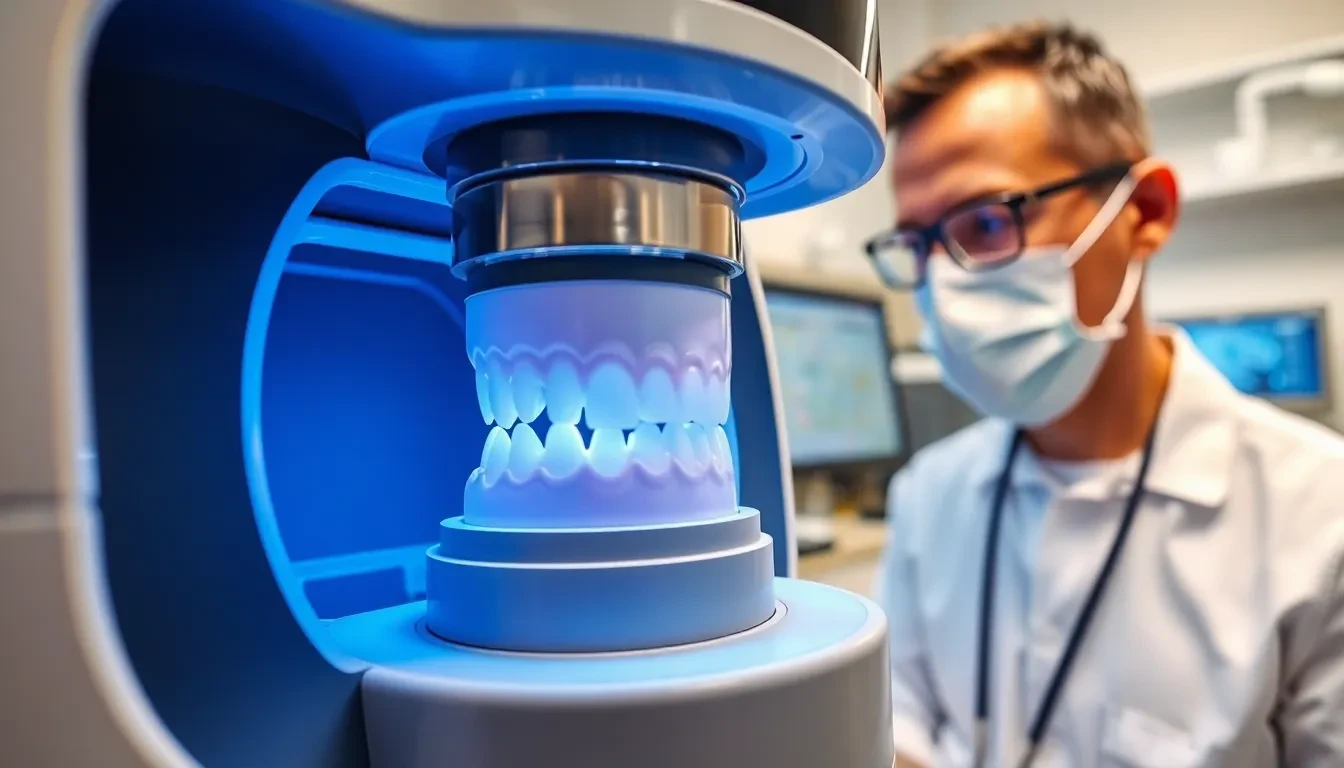 CEREC-Maschine bei der Herstellung einer Zahnkrone