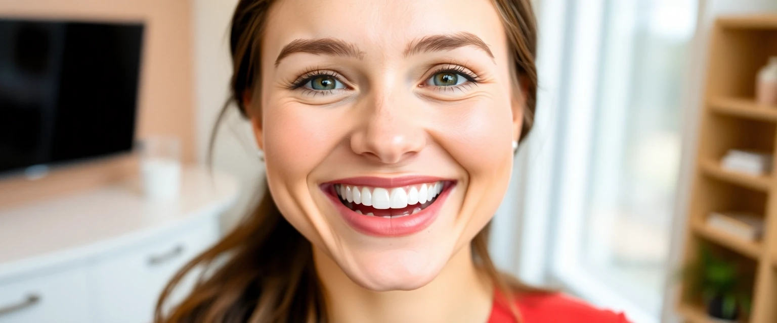 Glücklicher Patient mit sofortiger Zahnprothese und strahlendem Lächeln