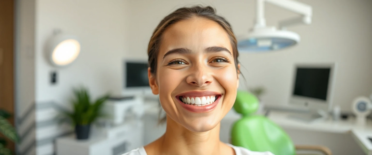 Glückliche Person mit strahlendem Lächeln nach professioneller Zahnreinigung in Hägendorf
