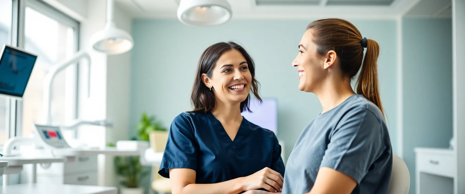 Moderne Zahnarztpraxis in Solothurn mit zufriedener Patientin