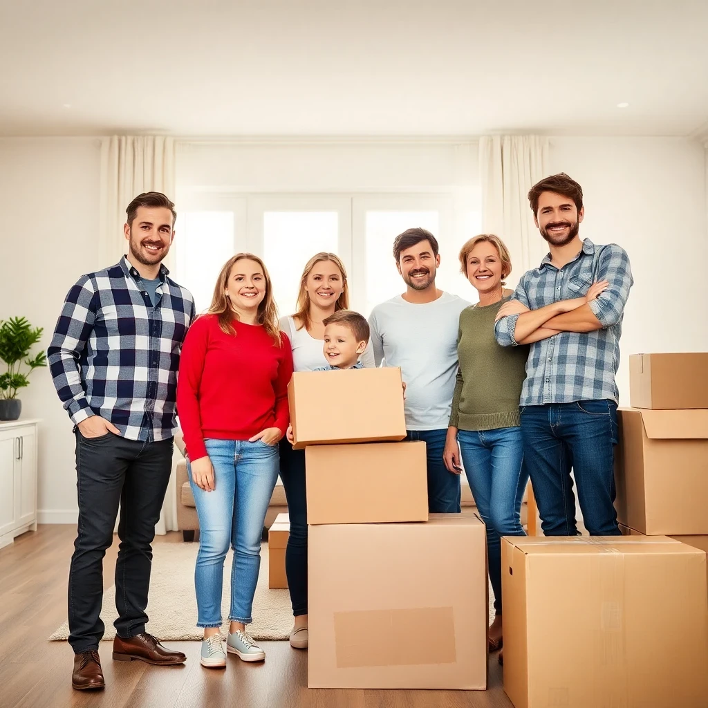 Glückliche Familie nach erfolgreicher Einlagerung Hausrat