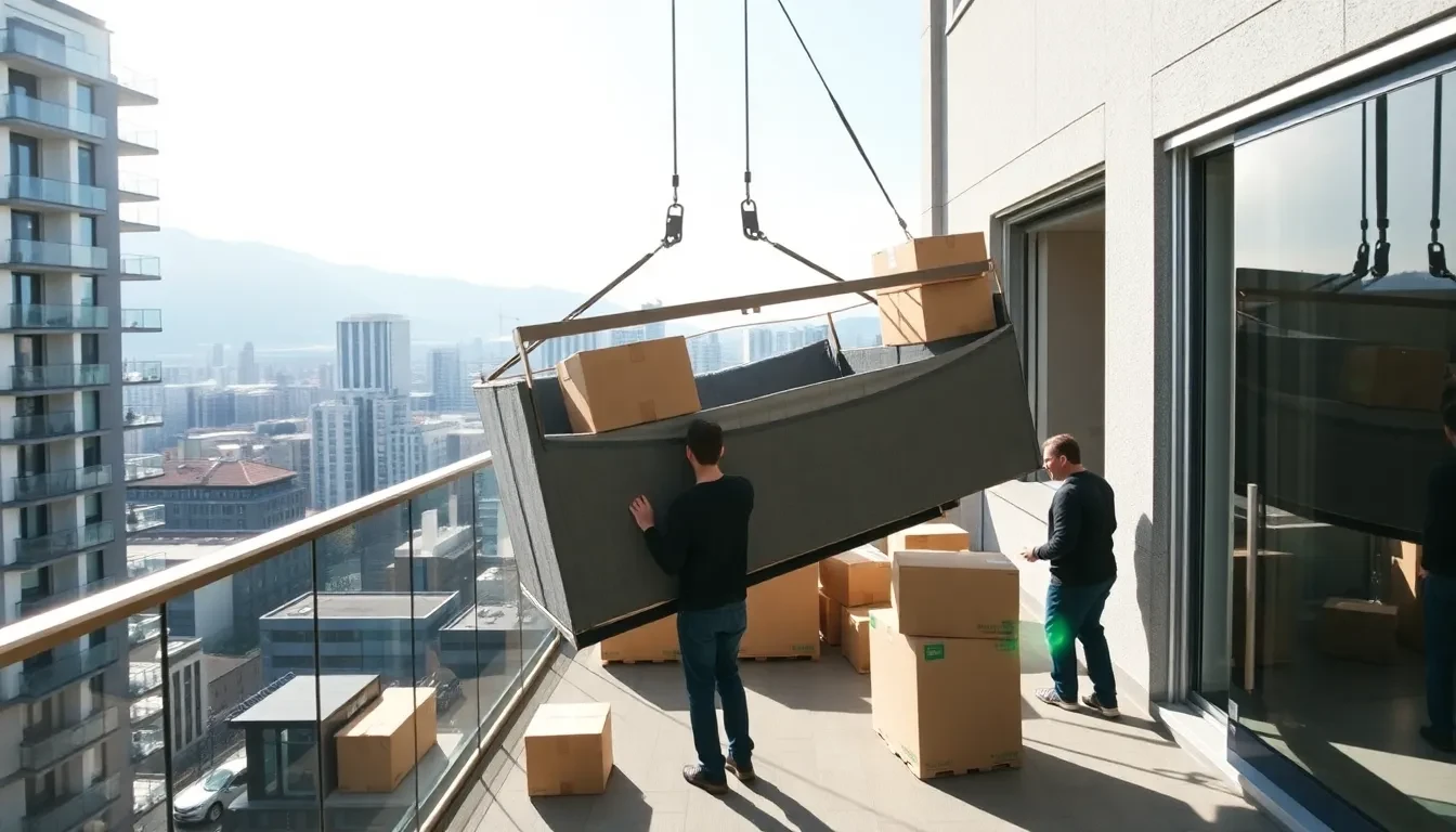 Mobellift im Einsatz an einem modernen Wohngebäude