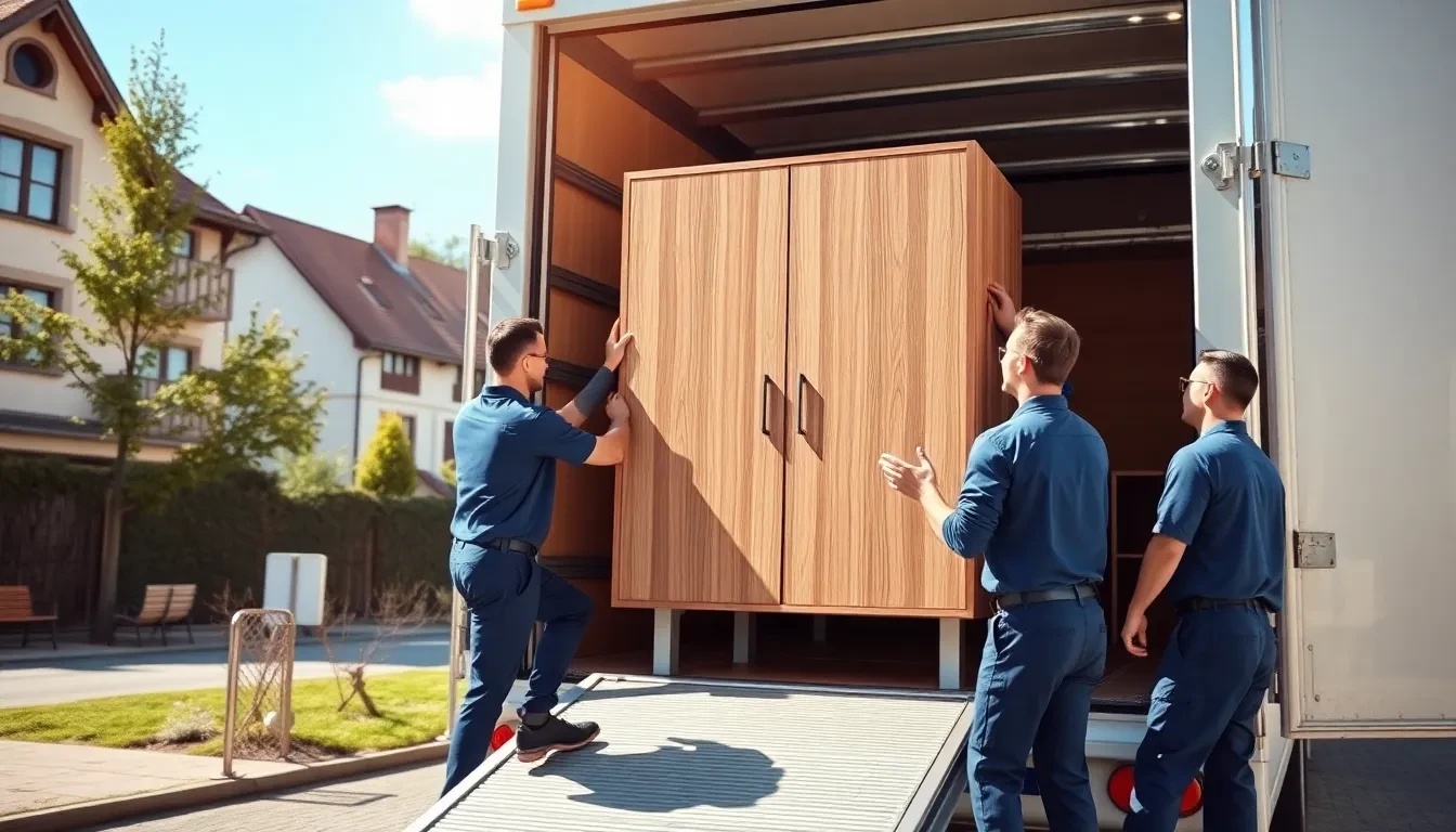 Lüscher Umzug AG Team bei der Arbeit mit Zügellift