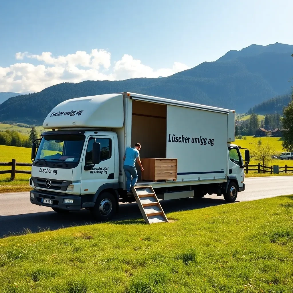 Lüscher Umzug AG LKW im Einsatz im Kanton Aargau