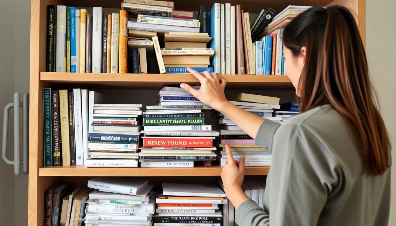 Person mistet vor dem Umzug Bücherregal aus.