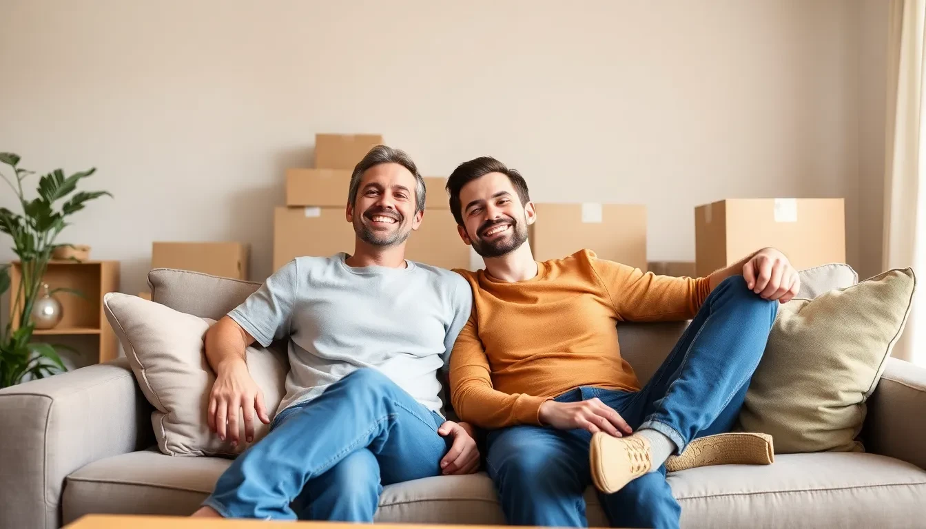 Paar entspannt im neuen Zuhause nach dem Umzug