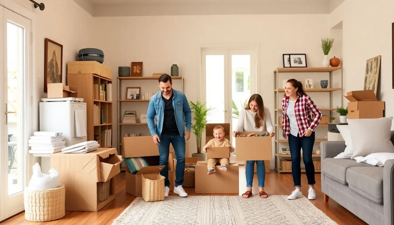 Glückliche Familie in einem aufgeräumten Zuhause