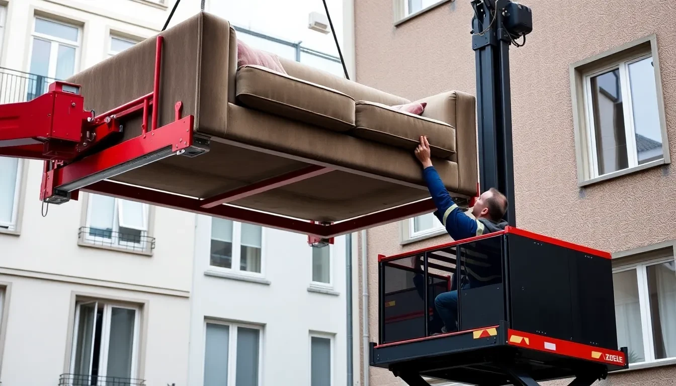 Möbellift im Einsatz in Zürich