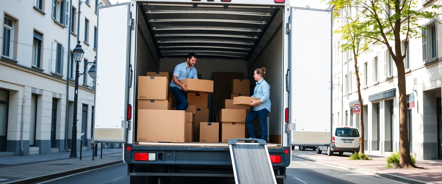Umzugsteam lädt Möbel in Zürich in einen Lastwagen