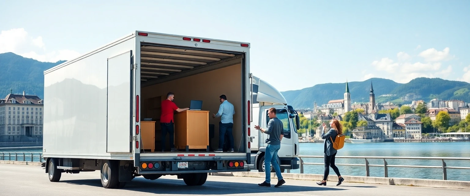 Umzugsfirma in Zürich mit professionellem Team und Blick auf die Stadt