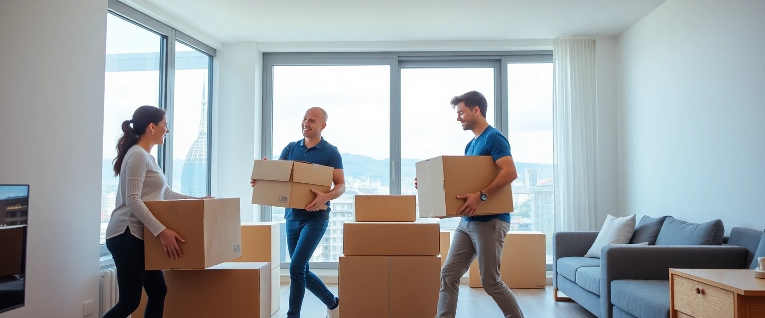 Umzugsteam von Lüscher Umzug AG trägt Möbel in Zürich