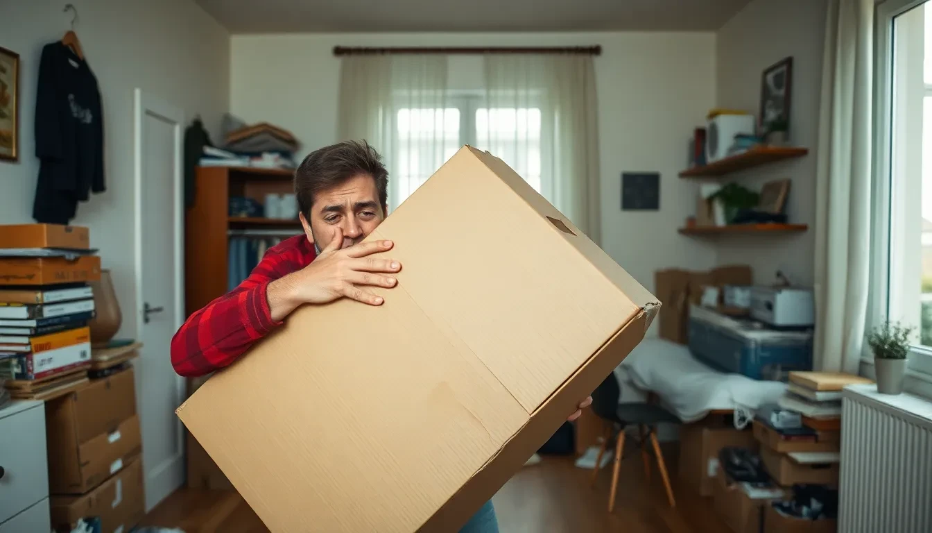 Gestresste Person beim Zügeln in Zürich