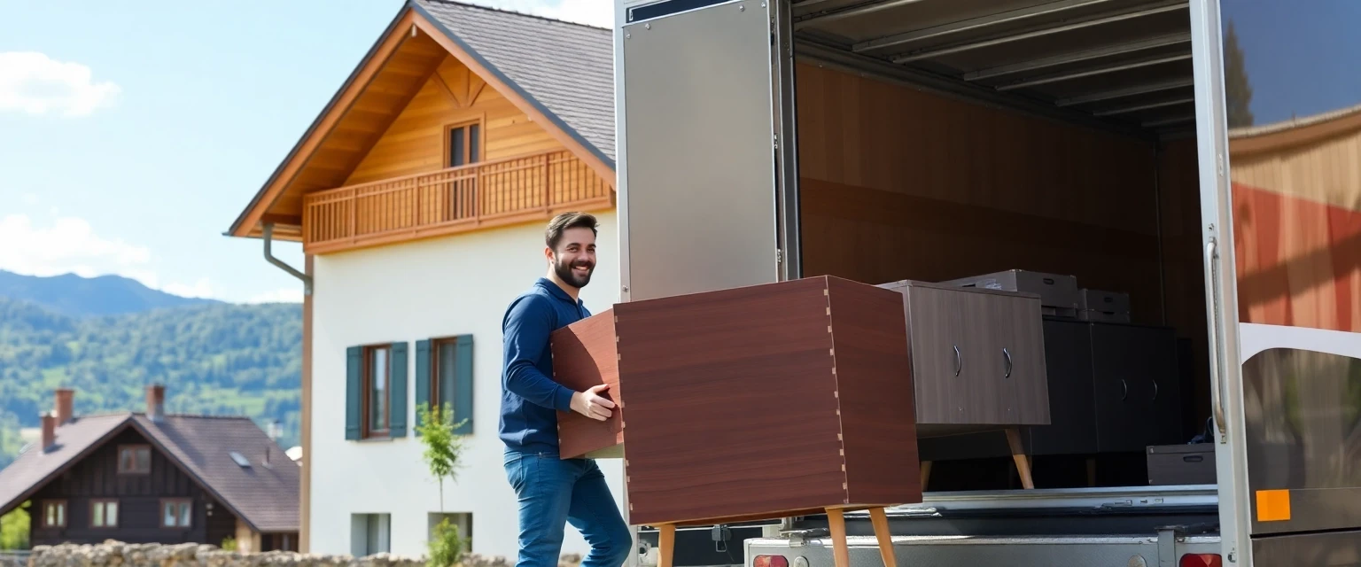 Professionelles Umzugsteam beim Beladen eines LKWs im Aargau