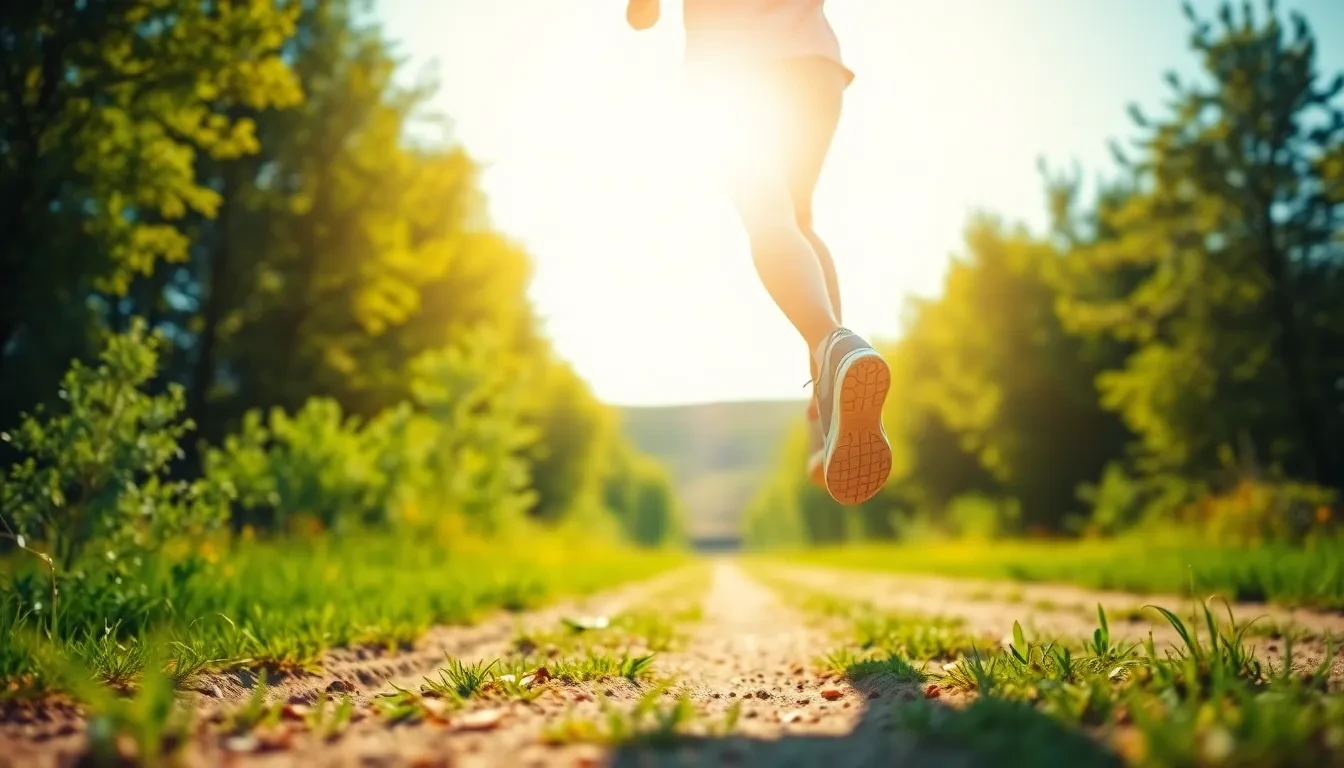 Person mit gesunden Beinen, die im Freien Sport treibt