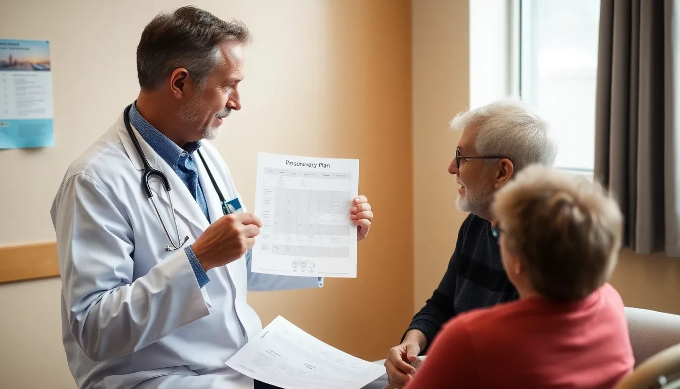 Arzt bespricht individuellen Nachsorgeplan mit Patient