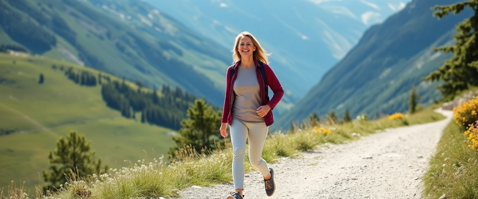 Glückliche Person mit gesunden Beinen nach Beinvenenthrombose Behandlung in der Schweiz