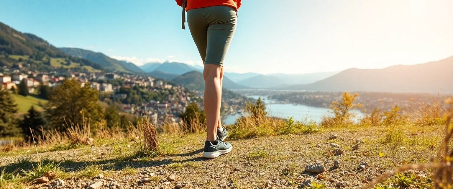 Glückliche Person mit gesunden Beinen in der Zürcher Landschaft