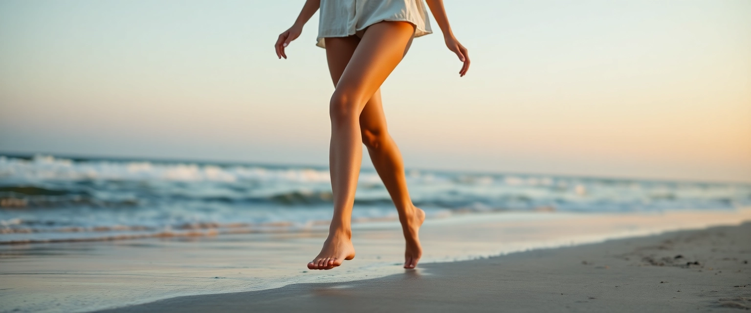 Frau mit schönen, glatten Beinen nach Besenreiser-Entfernung