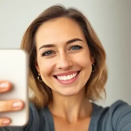 Patientin Sara, glücklich nach Behandlung