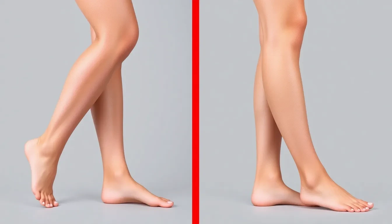 Vergleich von Krampfadern und gesunden Beinen