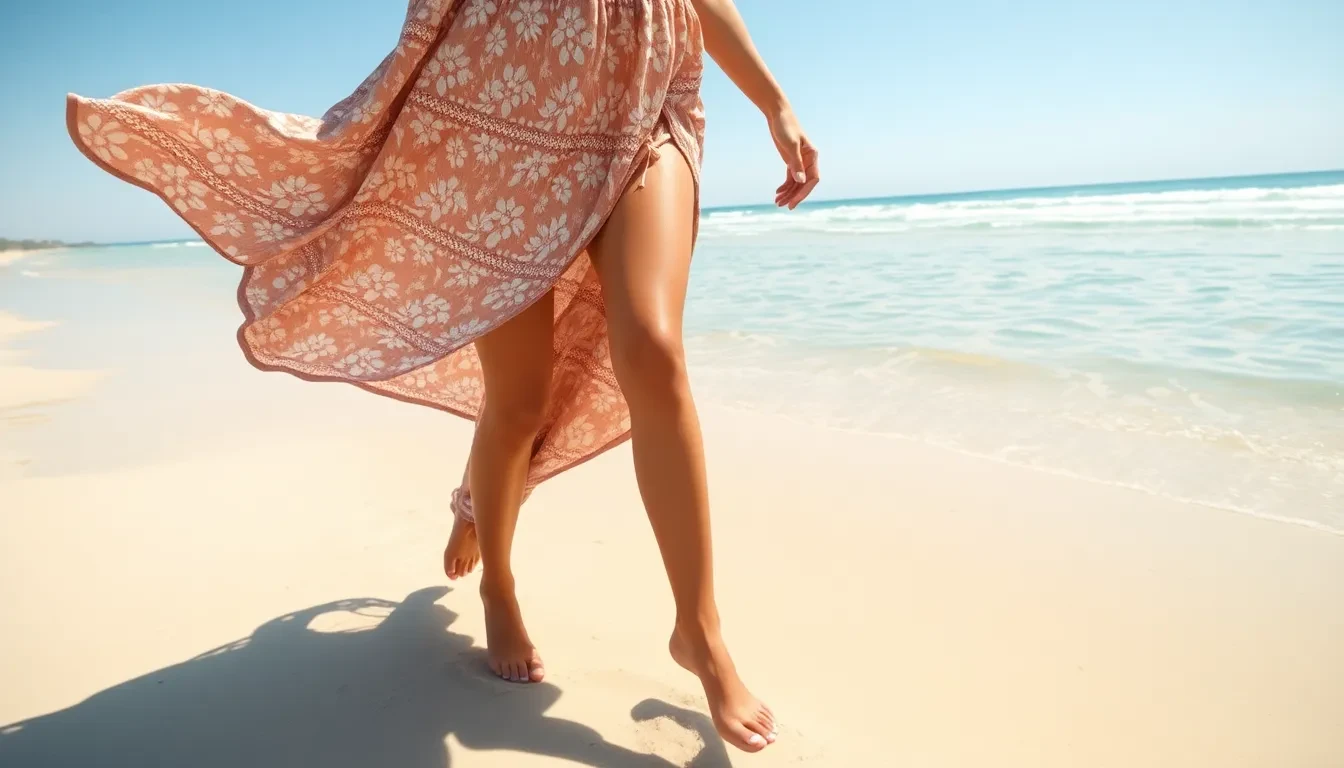 Frau mit schönen Beinen am Strand