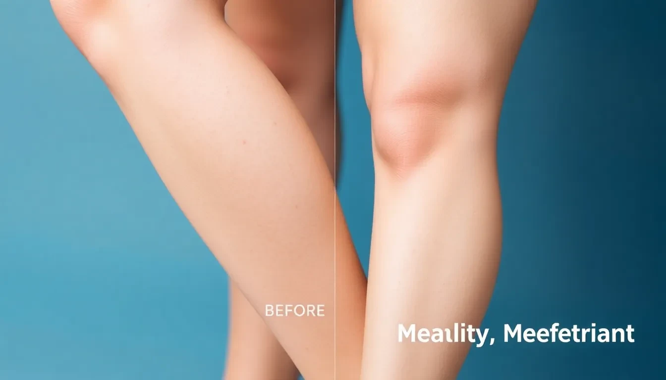 Vorher-Nachher-Vergleich von Beinen mit und ohne Krampfadern