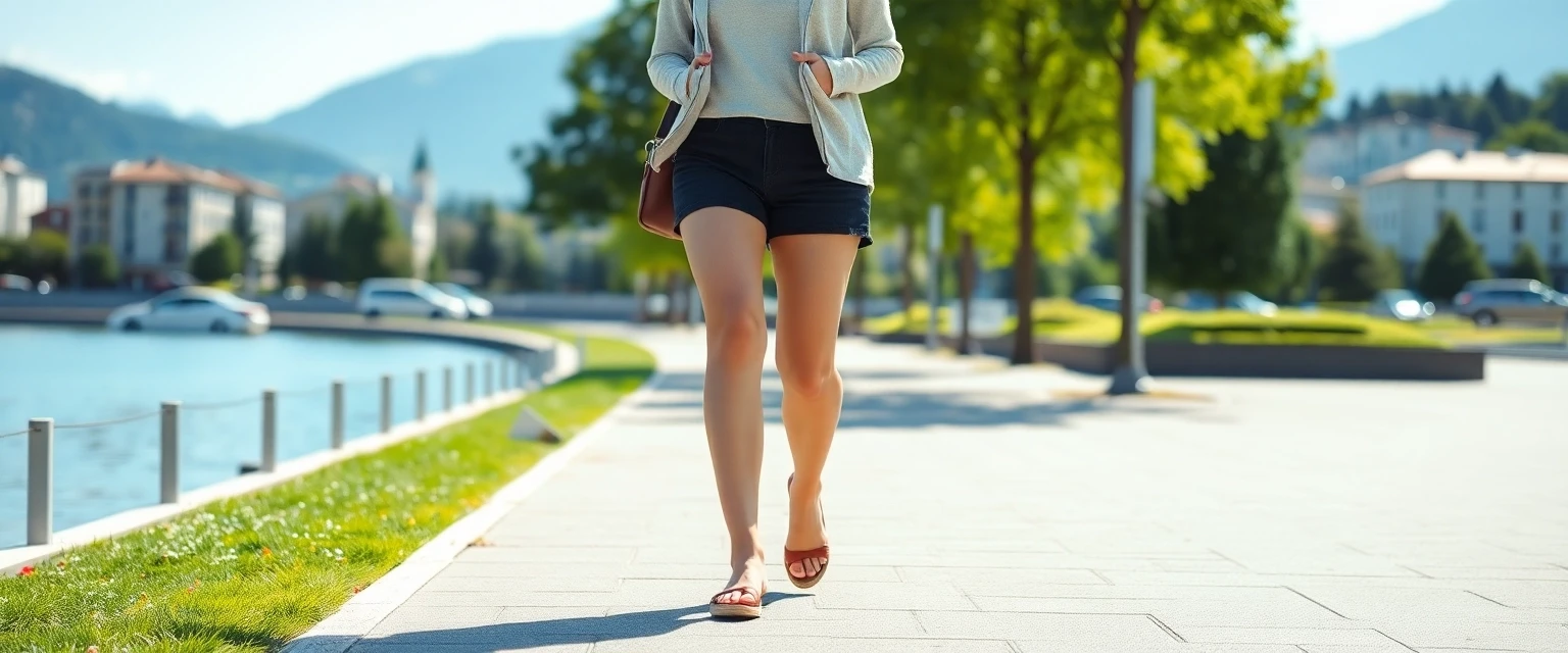 Glückliche Frau mit gesunden Beinen nach Krampfadern Beratung in Zürich