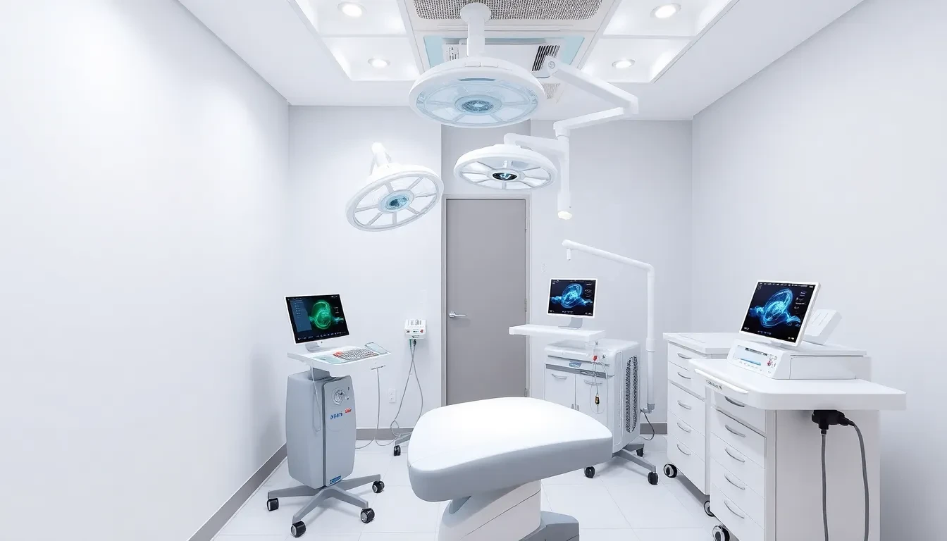 Moderner Behandlungsraum mit Lasergerät für minimalinvasive Venentherapie