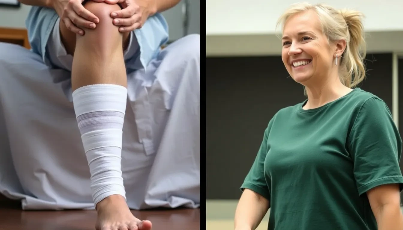 Vergleich: Traditionelle Krampfader-OP mit grossen Bandagen vs. minimalinvasive Behandlung mit kleinem Verband