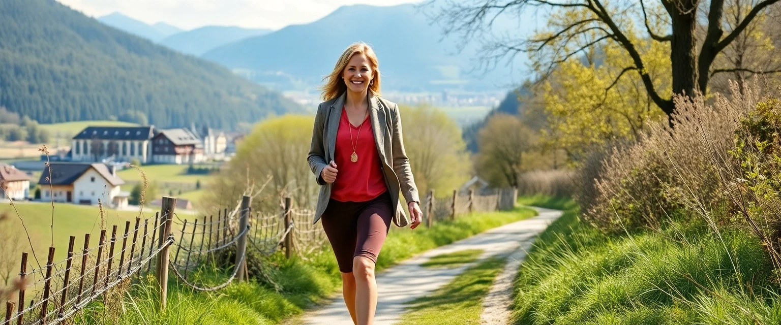 Glückliche Frau mit gesunden Beinen in Freienbach