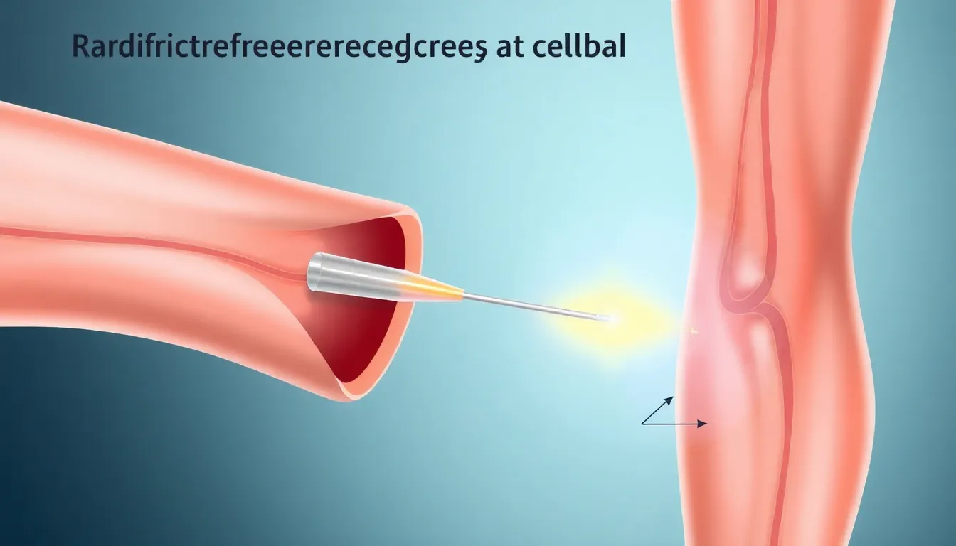 Medizinische Illustration der Radiowellentherapie bei Krampfadern