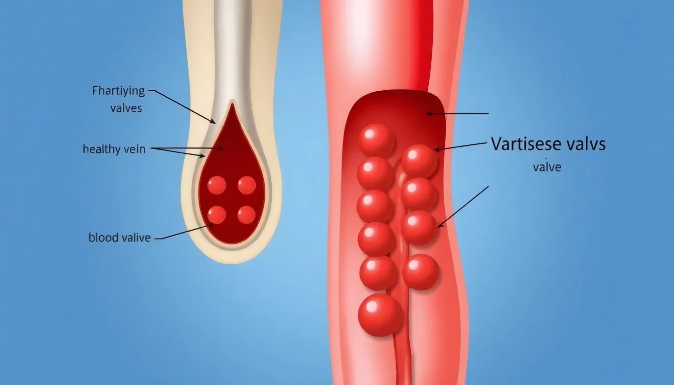 Medizinische Illustration einer Krampfader
