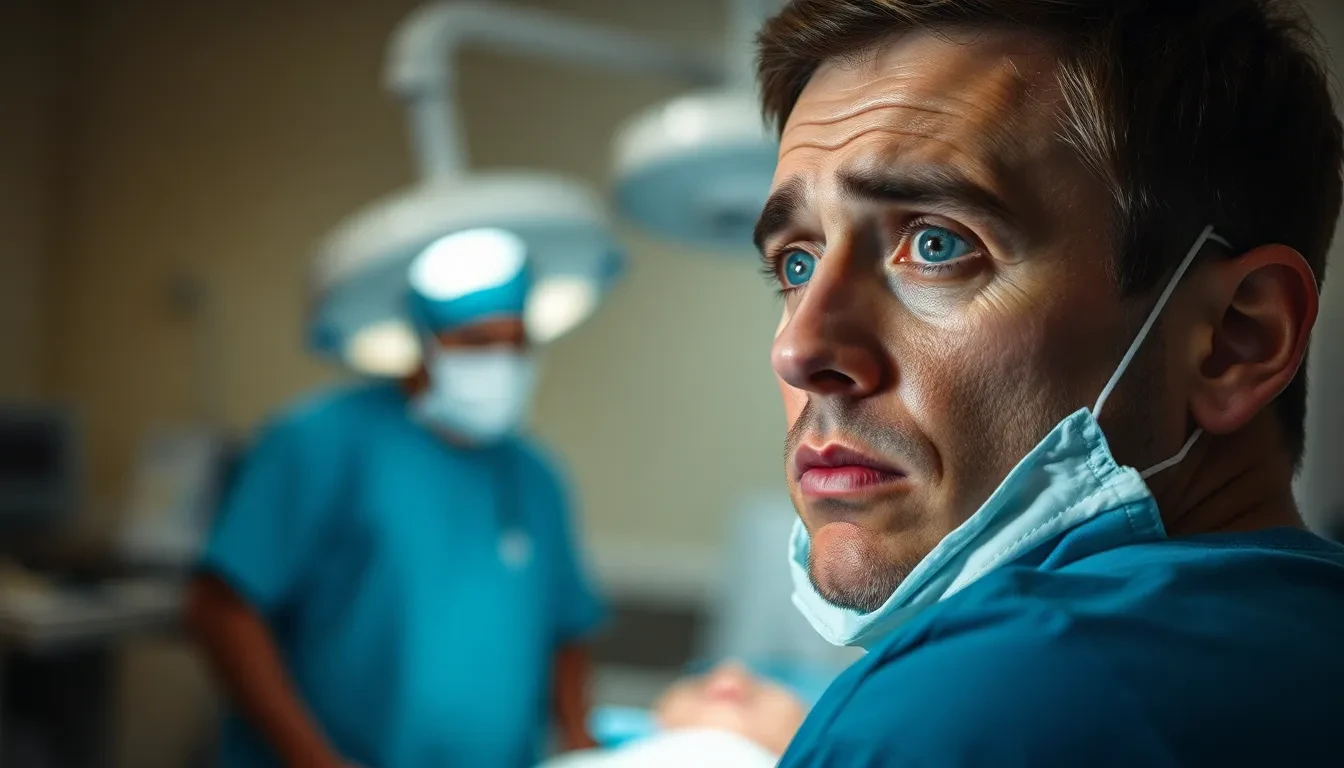 Person mit Angst vor medizinischem Eingriff