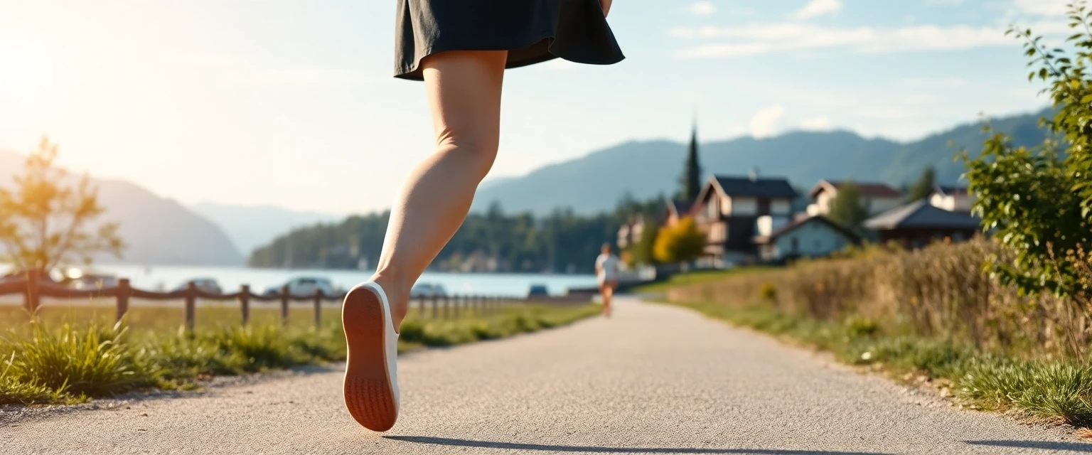 Glückliche Person mit gesunden Beinen nach Krampfadern-OP in Uznach