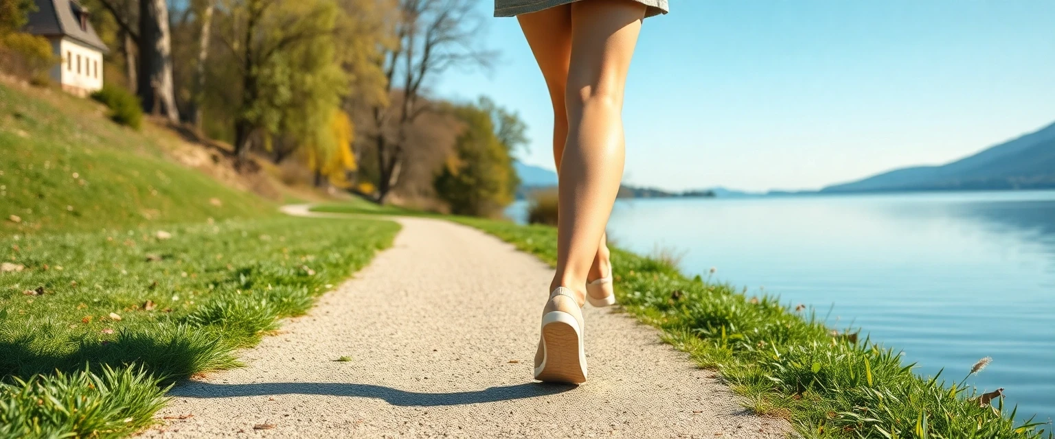 Glückliche Person mit gesunden Beinen am Zürichsee in Pfäffikon