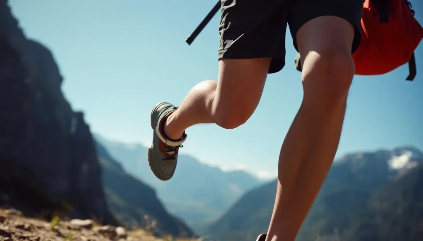 Aktive Person beim Wandern in den Schweizer Alpen mit gesunden Beinen