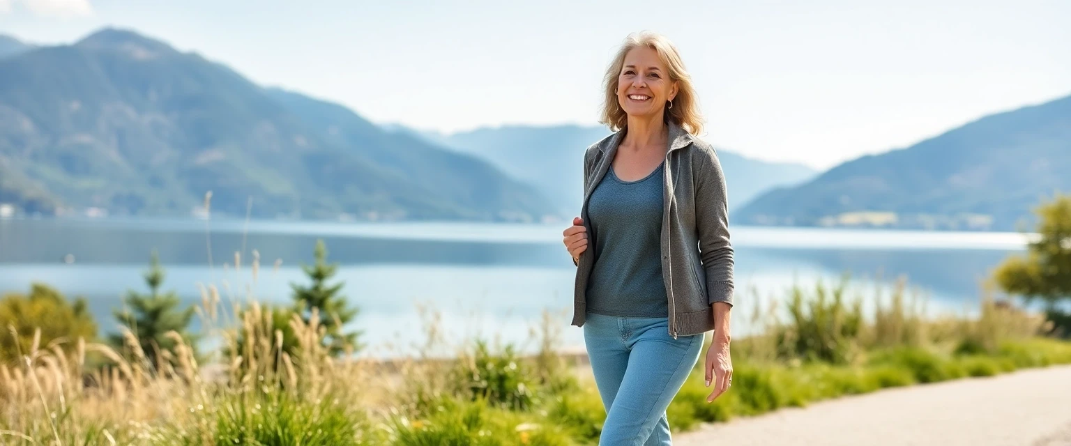 Frau mit gesunden Beinen vor der Kulisse von Zug