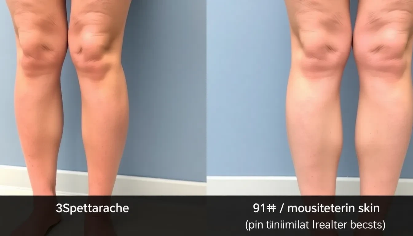 Vergleich von Beinen vor und nach Krampfaderbehandlung