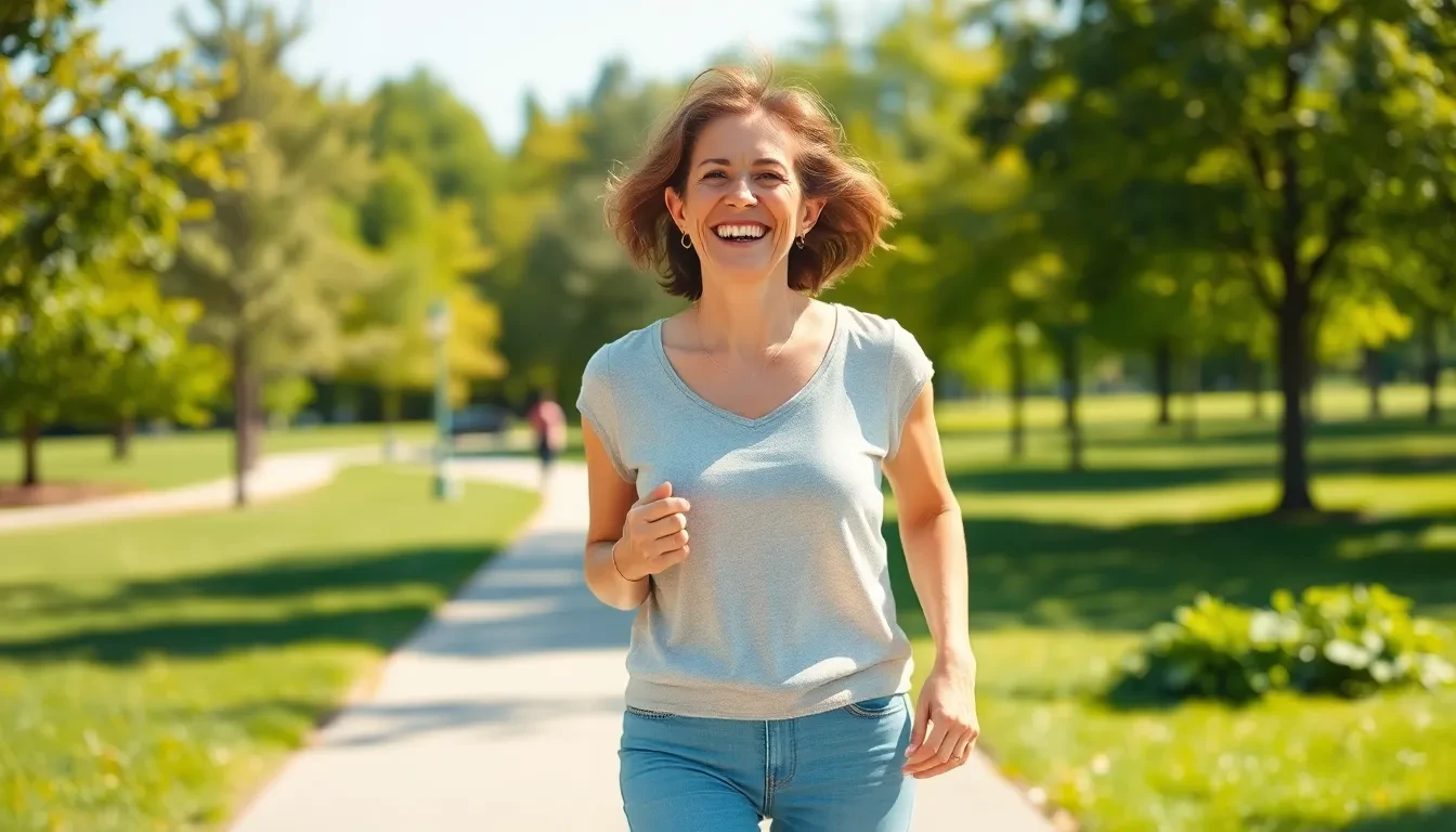 Glückliche Person mit gesunden Beinen in einem Park