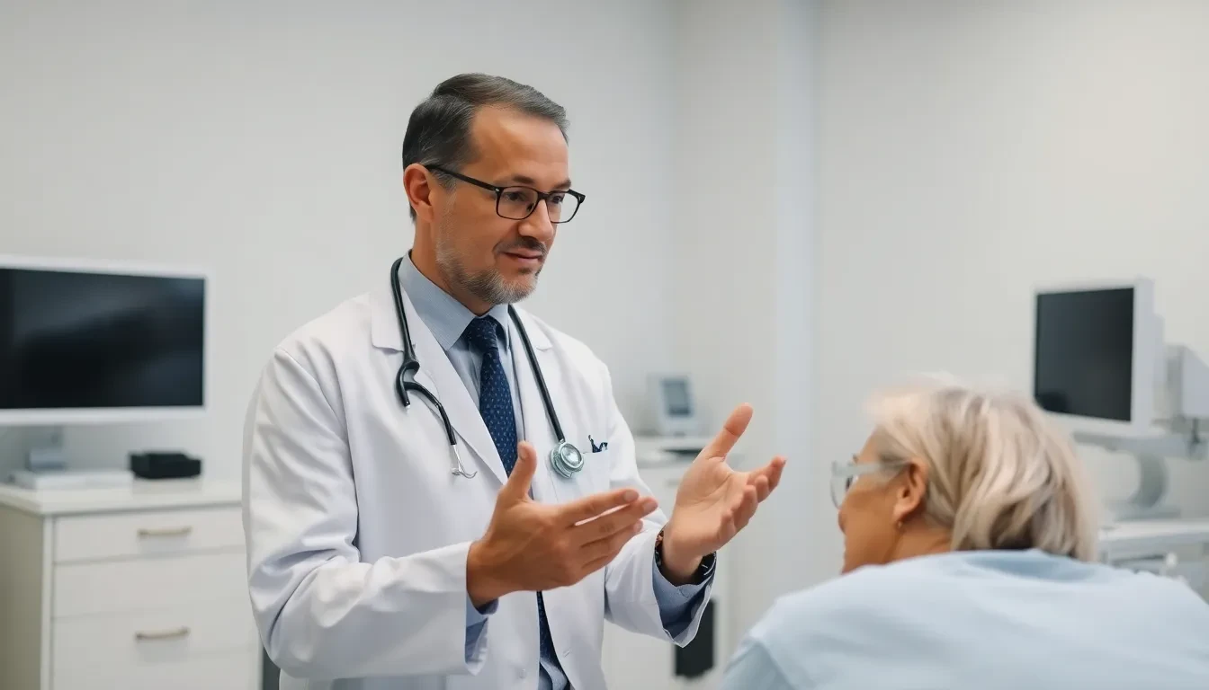 Arzt erklärt Patientin den Behandlungsablauf